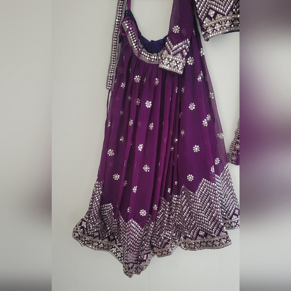 Dazzling Purple Georgette Lehenga Choli - Picture 6 of 15
